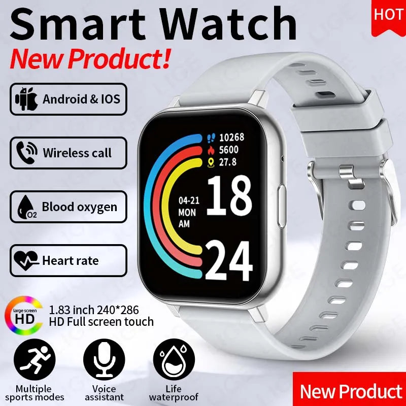 LIGE Y28 Smart Watch | 1.83" HD Bluetooth Calling Heart Rate Sleep Monitor Fashion Smartwatch for Android & iOS