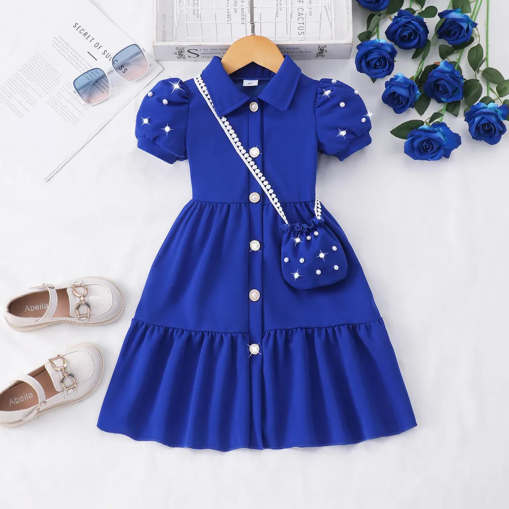 Pearl Detail A-Line Princess Dress – Casual Summer Girls' Dress Ages 3–7