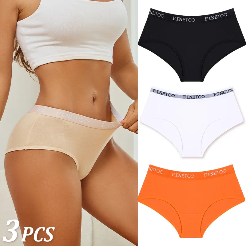 Set de 3 Panties de Algodón con Cinturón de Letras - Ropa Interior Sexy