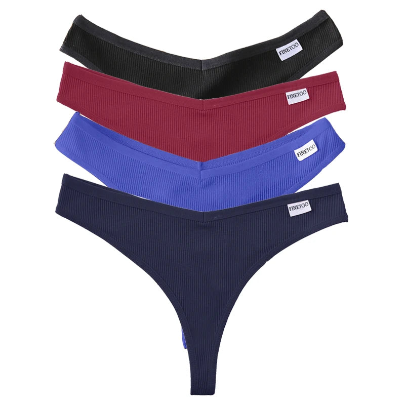 Set de 4 Panties de Algodón Talle V - Tanga G-String FINETOO