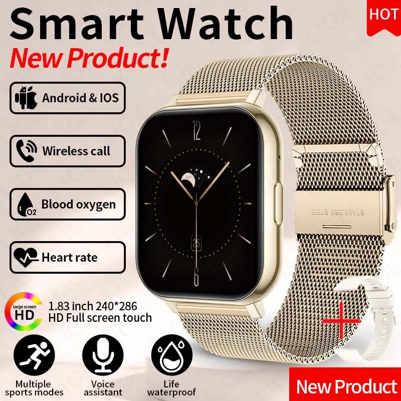 LIGE Y28 Smart Watch | 1.83" HD Bluetooth Calling Heart Rate Sleep Monitor Fashion Smartwatch for Android & iOS