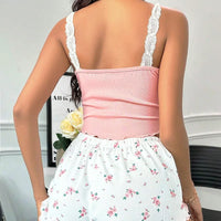 Conjunto Lencería Sexy Encaje 2 Piezas - Camisola y Shorts para Dormir Mujer