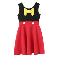 Girls Butterfly Flower Print Dress | Denim Splicing A-Line Skirt | Ages 2–10