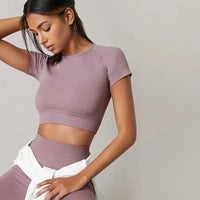Women's Seamless Short Sleeve Yoga Top – Quick Dry Activewear | Gym, Running & Fitness Shirt