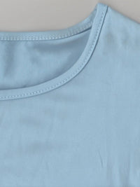 Blusa Elegante con Pétalos de Tul - Manga Corta Cuello Redondo Color Sólido Primavera 2024