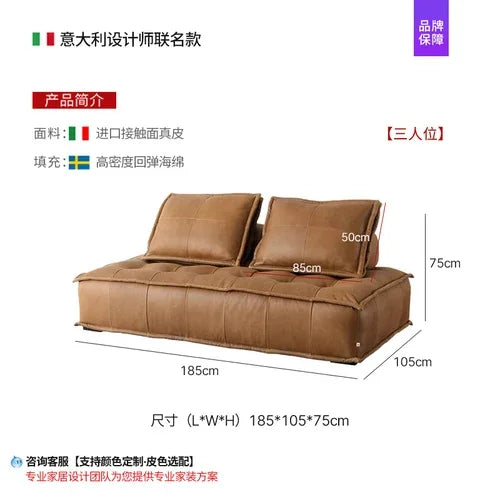 Nordic Luxury Modular Sectional Sofa - Designer Square Lazy Puffs