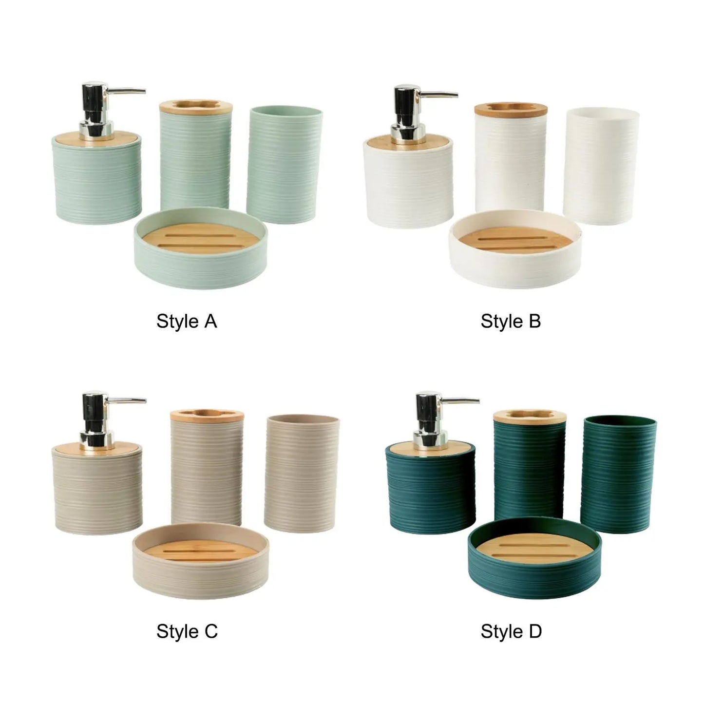 4-Piece Bathroom Accessories Set | Soap Dispenser, Toothbrush Holder, Cup & Soap Dish