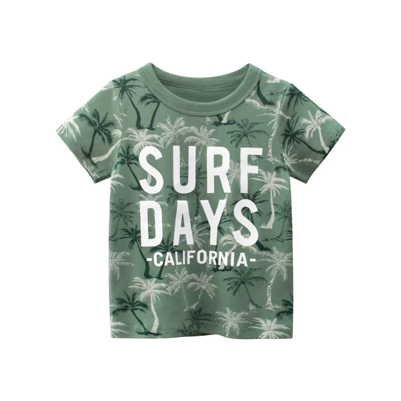 Boys Cartoon Stripe T-Shirt | 100% Cotton, Short Sleeve | Kids 2-9Y
