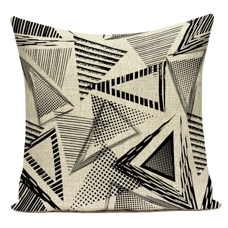 Boho Geometric Printed Throw Pillow Cover | Linen Cotton Cushion Case for Sofa