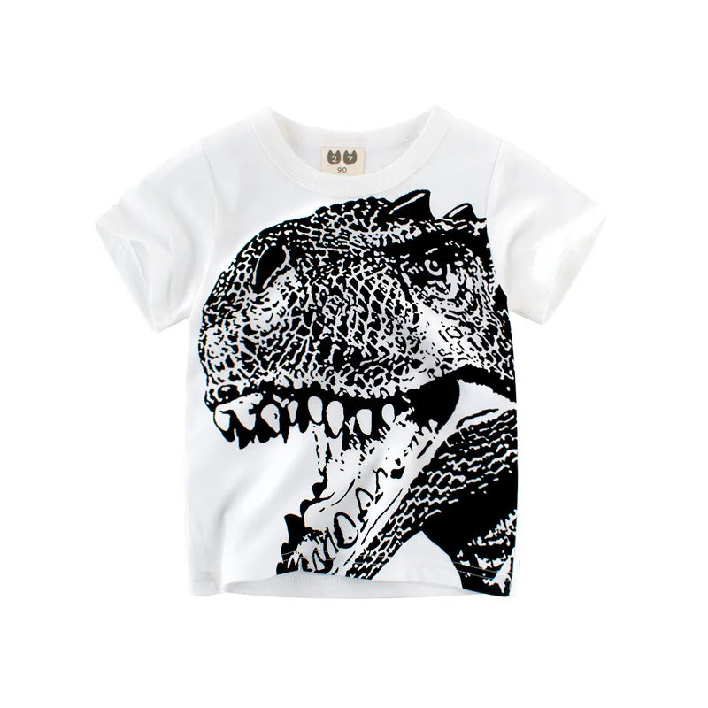 Boys Summer Cartoon Stripe T-Shirt | Short Sleeve Kids Tee Ages 2–9 Years