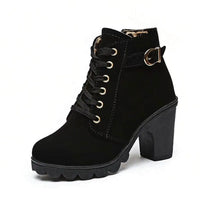 Matte Material Short Boots  Boots Women's round Toe High Heel Short Tube Boots Casual Summer Flat Heel round Head