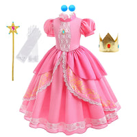 Lace Puff Sleeve Ball Gown – Elegant Princess Party Dress for Girls Ages 4–8