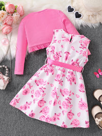 Girls Pink Floral 2-Piece Dress Set | Cute Vest & Skirt Outfit for Ages 4-8