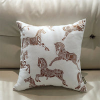 Retro Horse Jacquard Cushion Cover Set of 2 | Black White & Brown Sofa Pillow Cases
