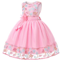 Floral Embroidered Lace Ball Gown – Sleeveless Princess Party Dress for Girls
