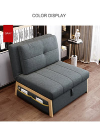 Sofá Cama Individual Plegable con USB - Madera Maciza y Esponja de Alta Resiliencia