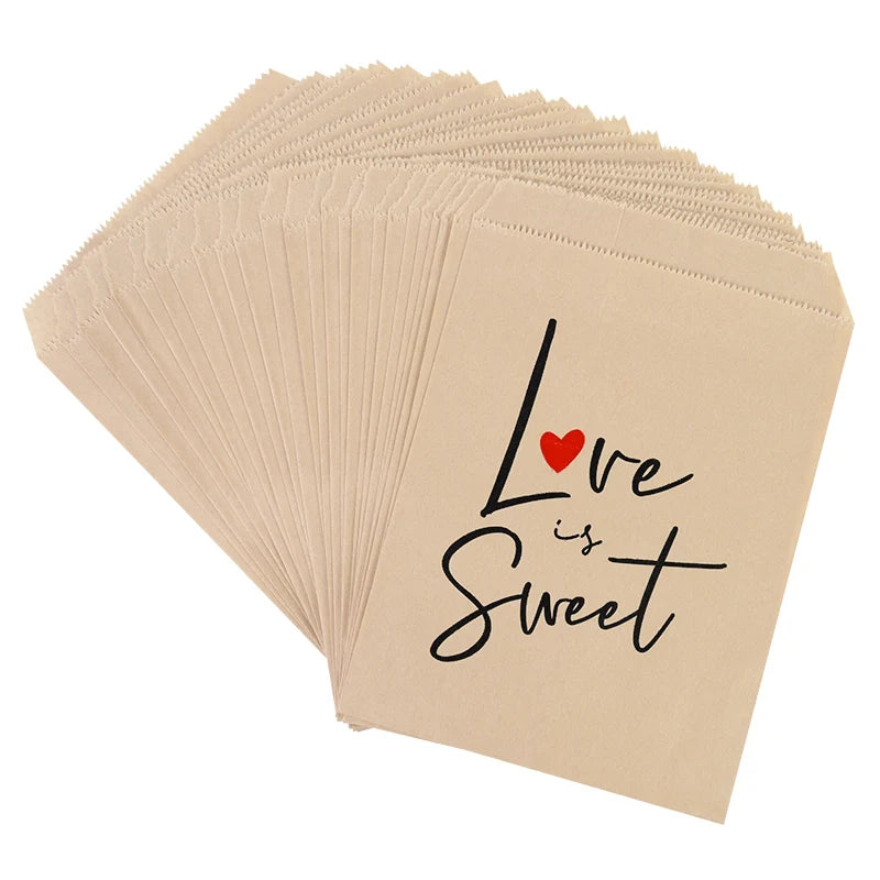 25/50Pcs 13x18cm Thank You Kraft Paper Candy Bags Wedding Favors Biscuit Packaging Bag For Guest Birthday Party Decor Gift Pouch