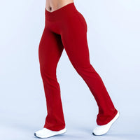 Pantalones Acampanados Yoga Mujer - Cintura Cruzada Seamless Fitness Wide Leg
