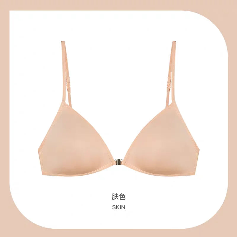 French Triangle Front-Closure Push-Up Bra | Wireless Seamless Lingerie