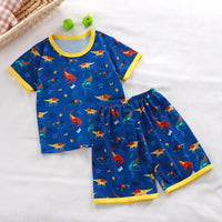 Kids Summer Animal Pajama Set - Short Sleeve Cartoon Sleepwear