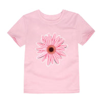 Girls 100% Cotton Flower Print T-Shirt | Sizes 2–14 Years | Pink & White