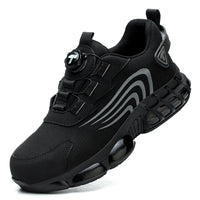 Men's Rotary Dial Safety Shoes - Steel Toe Work Sneakers with Quick-Lace System