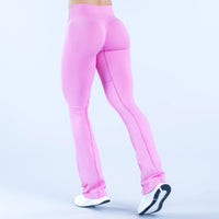 Pantalones Acampanados Yoga Mujer - Cintura Cruzada Seamless Fitness Wide Leg