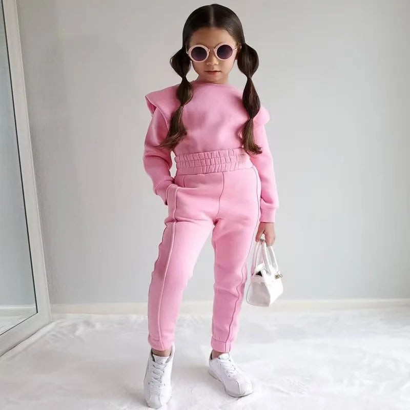 Girls Fall Sport Set | Crop Top + Jogger Pants 1–7Y