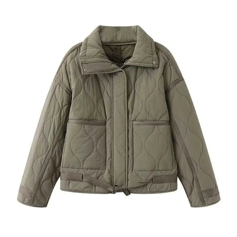 Chaqueta Casual Mujer - Algodón Color Sólido con Cierre Manga Larga