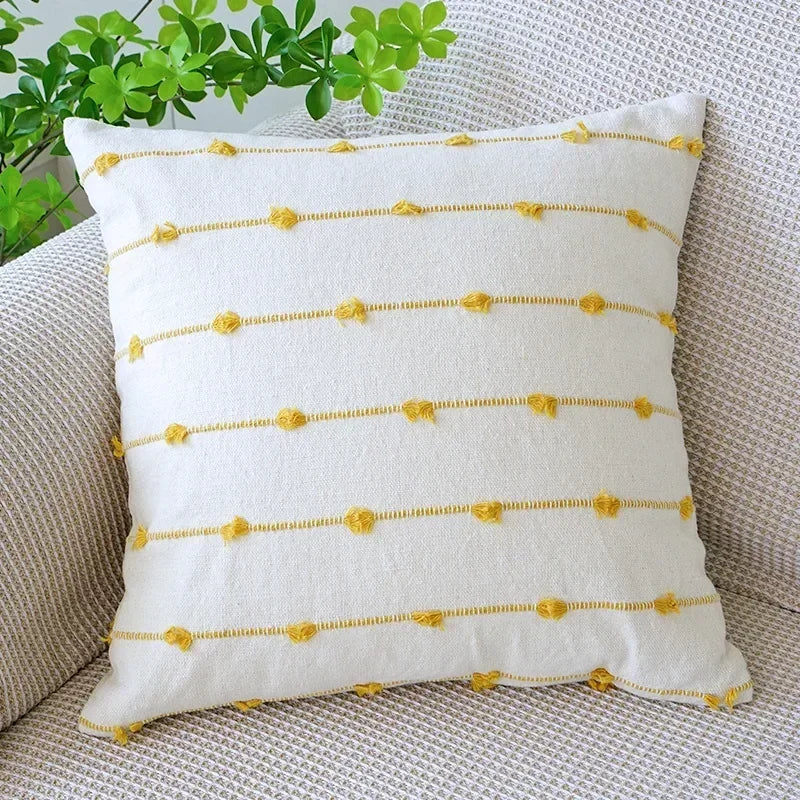 Modern Striped Cotton Linen Cushion Cover 45x45cm | Jacquard Sofa Pillow Case