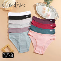 Set de 3 Panties de Algodón con Rayas - Ropa Interior Sexy de Talle Bajo