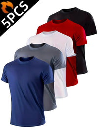 Men's 5-Pack Quick Dry Sport Shirts - Athletic Performance Tees
