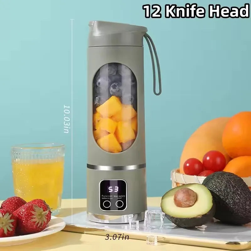 Mini Portable Electric Juicer Blender | 450ml Crush Ice | Digital Display | USB Rechargeable