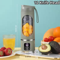 Mini Portable Electric Juicer Blender | 450ml Crush Ice | Digital Display | USB Rechargeable