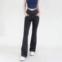 Women's High-Waist Bell Bottom Yoga Pants - 4-Way Stretch Denim Flare