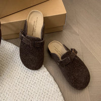 Pantuflas de Fieltro con Base de Corcho para Mujer - Zuecos Cerrados Cálidos con Forro de Felpa