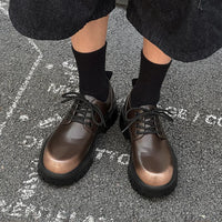Men's Genuine Leather Platform Derby Shoes - Waterproof Casual Loafers