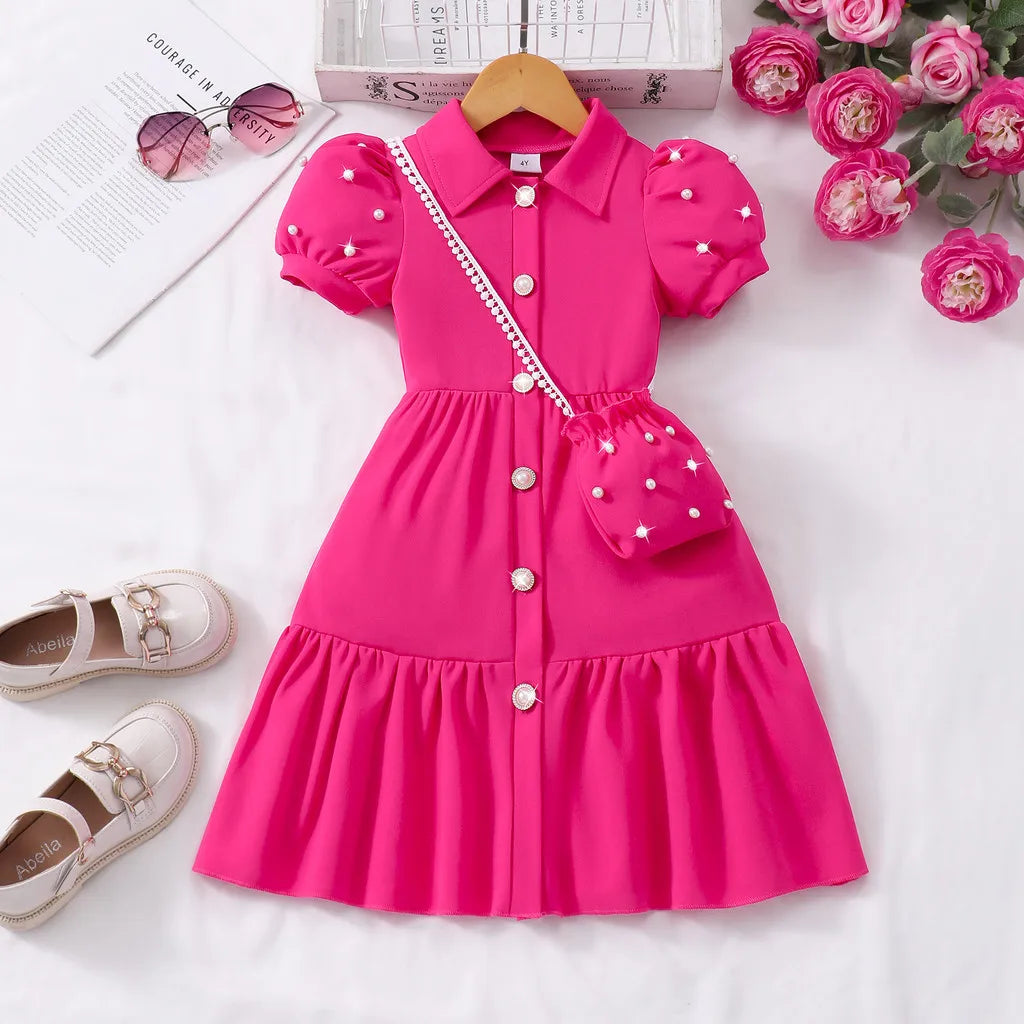 Pearl Detail A-Line Princess Dress – Casual Summer Girls' Dress Ages 3–7