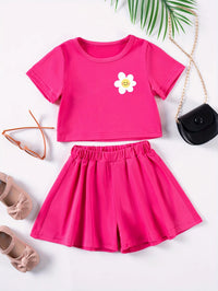 Girls Floral Summer Short Sleeve Top & Shorts Set (9M–5Y)