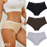 Set de 3 Panties de Algodón con Cinturón de Letras - Ropa Interior Sexy