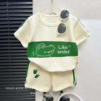 Toddler Striped Summer Set - Cotton Blend Top & Shorts