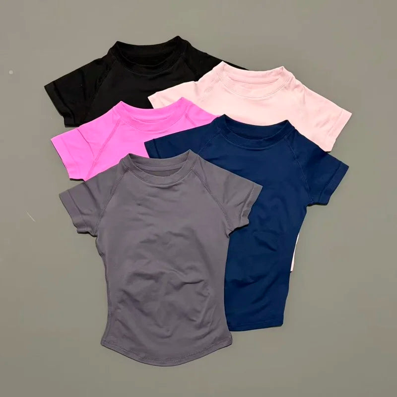 Women's Seamless Workout Top – Short Sleeve Yoga & Gym T-Shirt | Slim Fit Activewear