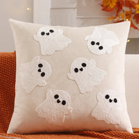 1 PC Halloween Decoration Throw Pillow Cover Pumpkin Ghost Embroidery Velvet Autumn Thanksgiving Harvest Home Living Room