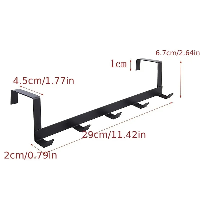 5-Hook Over-the-Door Organizer Rack – No-Drill Iron Hanger for Coats, Towels & Bags