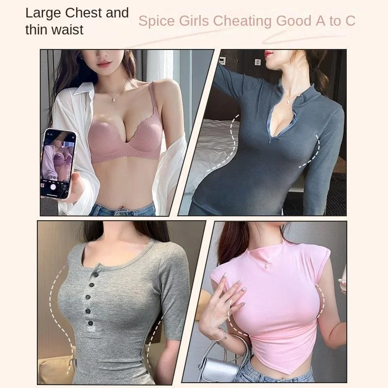 Sostén Push Up Sin Aro para Pecho Pequeño - Relleno Ultra Grueso 6CM Cómodo y Sexy