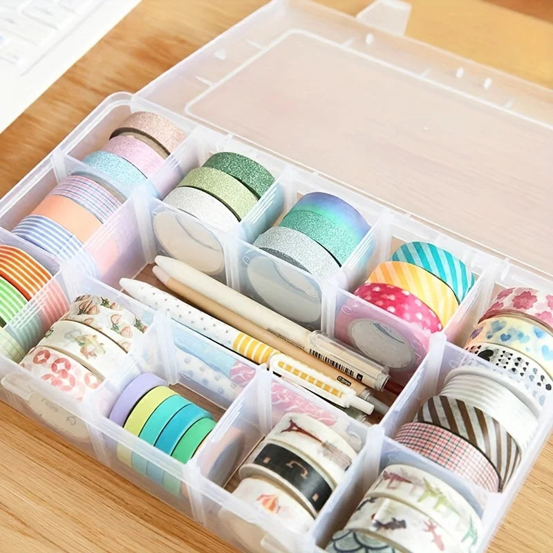 15-Grid Plastic Organizer Box with Dividers — Clear Storage for Jewelry, Crafts, Beads & More