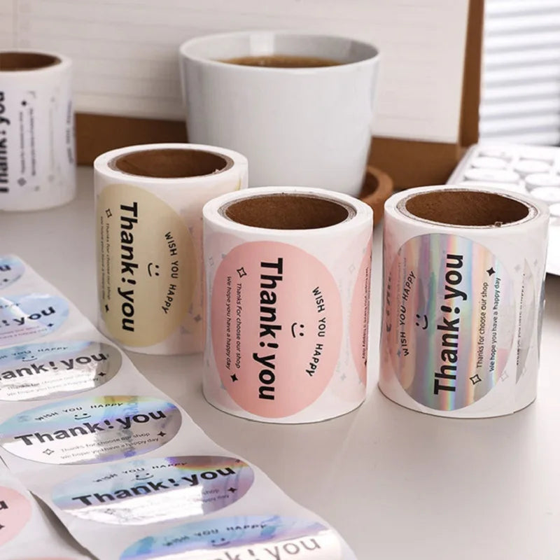 120-200Sheets/Roll Thank You Stickers DIY Decor Labels for Cake Bakery Baking Decoration Self-adhesive Label Gift Wrap Sticker