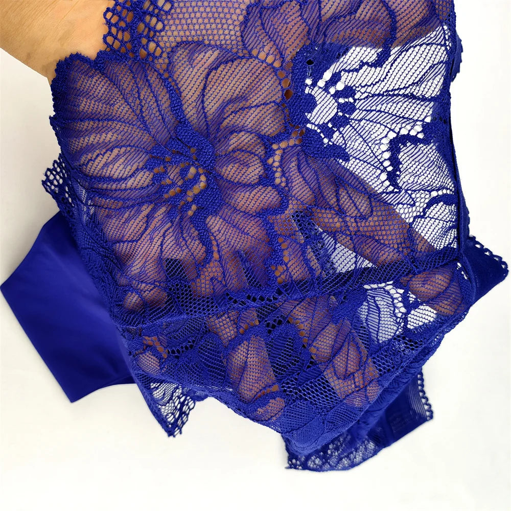 Panty Sin Costuras de Encaje Rosa Sexy - Lencería Transparente S-XL