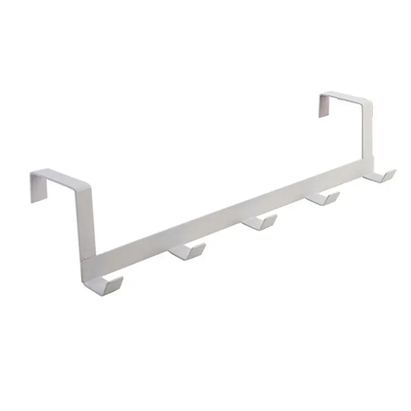 5-Hook Over-the-Door Organizer Rack – No-Drill Iron Hanger for Coats, Towels & Bags