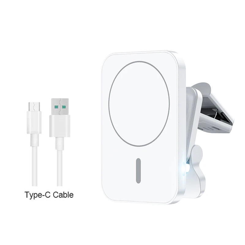 Magnetic Car Wireless Charger For iPhone 12 13 14 15 Pro Max Mini Magnetic Car Phone Holder Stand Mount Fast Charging Station